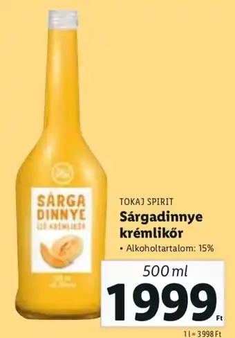 TOKAJ SPIRIT Sárgadinnye krémlikőr 500 ml