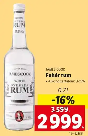 Lidl JAMES COOK Fehér rum 0,7 l ajánlat