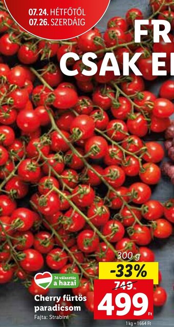 Lidl Cherry fürtös paradicsom, 300g ajánlat