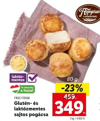Lidl FREE FROM Glutén- és laktózmentes sajtos pogácsa, 80g ajánlat