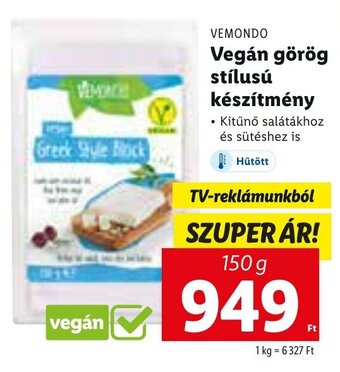 Lidl VEMONDO Vegán görög stílusú készítmény, 150g ajánlat