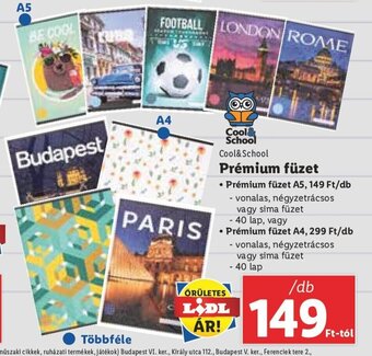 Lidl Cool&School Prémium füzet 1 db ajánlat