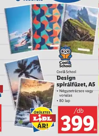 Lidl Cool&School Design spirálfüzet, A5 1 db ajánlat