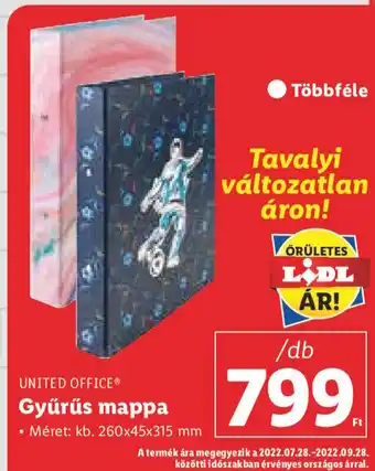 Lidl UNITED OFFICE Gyűrűs mappa 1 db ajánlat