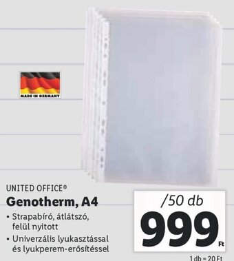 Lidl UNITED OFFICE Genotherm, A4 50 db ajánlat