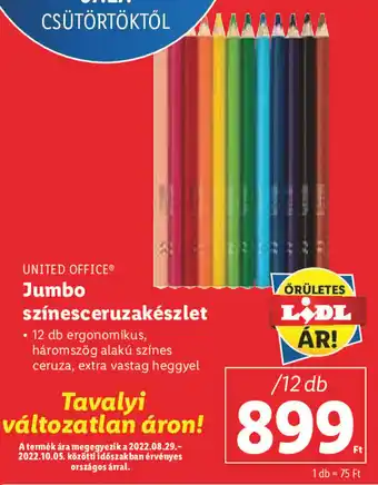 Lidl UNITED OFFICE Jumbo színesceruzakészlet 12 db ajánlat