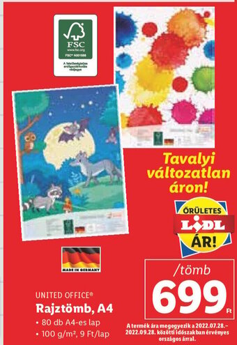 Lidl UNITED OFFICE Rajztömb, A4 80 db ajánlat