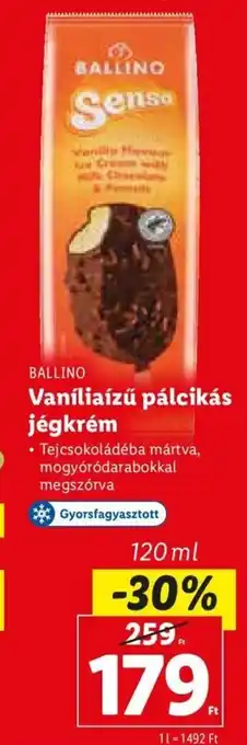 Lidl BALLINO Vaníliaízű pálcikás jégkrém 120 ml ajánlat