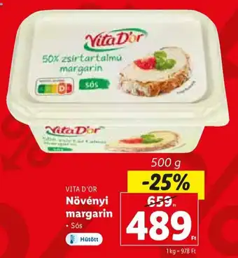 Lidl VITA D'OR Növényi margarin 500 g ajánlat
