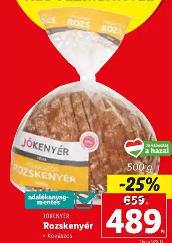 Lidl JÓKENYÉR Rozskenyér 500 g ajánlat
