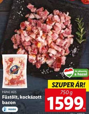 Lidl PÁPAI HÚS Füstölt, kockázott bacon 750 g ajánlat