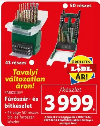 Lidl PARKSIDE Fúrószár- és bitkészlet ajánlat