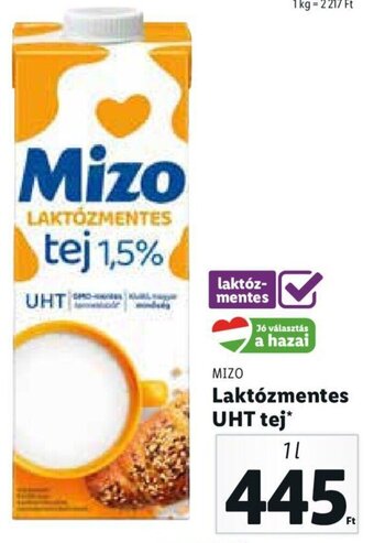 Lidl MIZO Laktózmentes UHT tej 1 l ajánlat