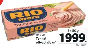 Lidl RIO MARE Tonhal olívaolajban 3 x 80 g ajánlat