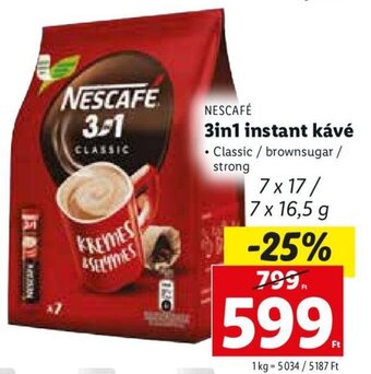 Lidl NESCAFÉ 3in1 instant kávé 7 x 17 / 7 x 16,5 g ajánlat