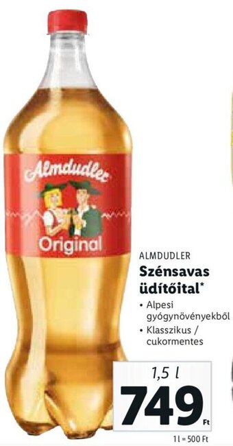 ALMDUDLER Szénsavas üdítőital 1,5 l