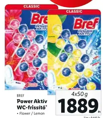 Lidl BREF Power Aktív WC-frissítő 4 x 50 g ajánlat