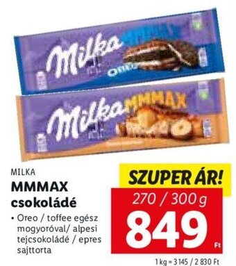 Lidl MILKA MMMAX csokoládé 270 / 300 g ajánlat
