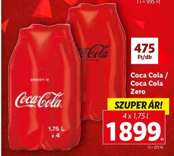 Lidl Coca Cola / Coca Cola Zero 4 x 1,75 l ajánlat