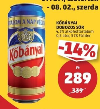 PENNY KŐBÁNYAI DOBOZOS SÖR 0,5 l ajánlat