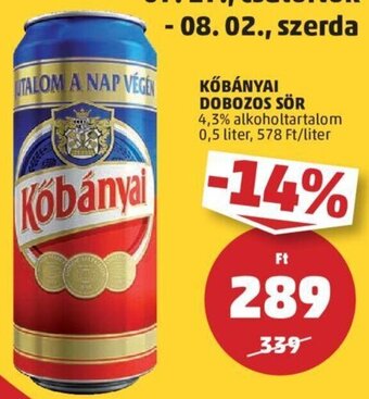 PENNY KŐBÁNYAI DOBOZOS SÖR 0,5 l ajánlat