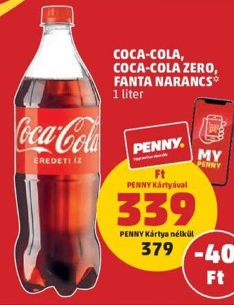 PENNY COCA-COLA, COCA-COLA ZERO, FANTA NARANCS 1 l ajánlat