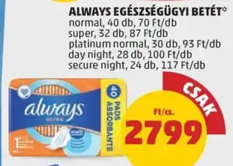 ALWAYS EGÉSZSÉGÜGYI BETÉT 40 - 24 db