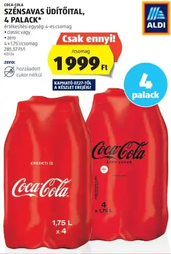 ALDI COCA-COLA SZÉNSAVAS ÜDÍTŐITAL 4 x 1,75 l ajánlat