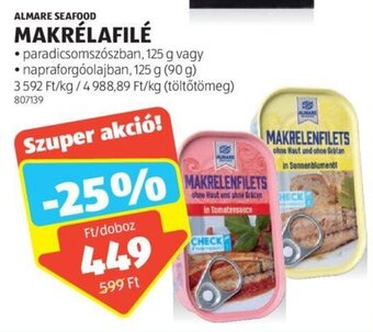 ALDI ALMARE SEAFOOD MAKRÉLAFILÉ 125 g ajánlat