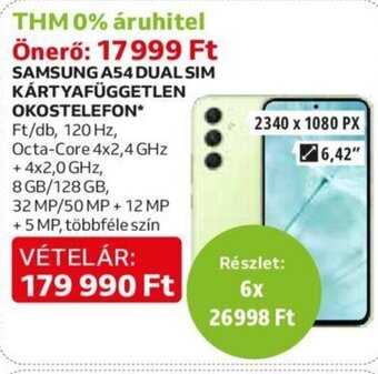 Auchan SAMSUNG A54 DUAL SIM KÁRTYAFÜGGETLEN OKOSTELEFON 1 db ajánlat
