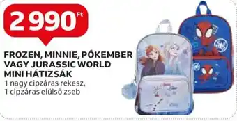 Auchan FROZEN, MINNIE, PÓKEMBER VAGY JURASSIC WORLD MINI HÁTIZSÁK 1 db ajánlat