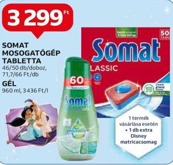 Auchan SOMAT MOSOGATÓGÉP TABLETTA stb. 46 - 50 db / 960 ml ajánlat