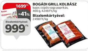 Auchan BOGÁDI GRILL KOLBÁSZ 400 g ajánlat