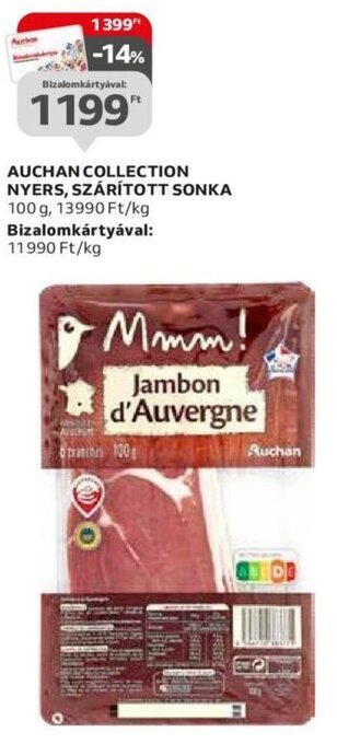 Auchan AUCHAN COLLECTION NYERS, SZÁRÍTOTT SONKA 100 g ajánlat
