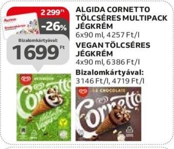 ALGIDA CORNETTO TÖLCSÉRES MULTIPACK JÉGKRÉM stb. 6 x 90 ml / 4 x 90 ml
