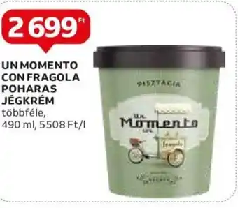 Auchan UN MOMENTO CON FRAGOLA POHARAS JÉGKRÉM 490 ml ajánlat