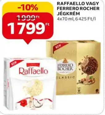 Auchan RAFFAELLO VAGY FERRERO ROCHER JÉGKRÉM 4 x 70 ml ajánlat