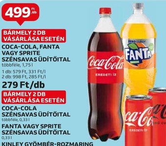 Auchan COCA-COLA, FANTA VAGY SPRITE SZÉNSAVAS ÜDÍTŐITAL 1,75 l ajánlat