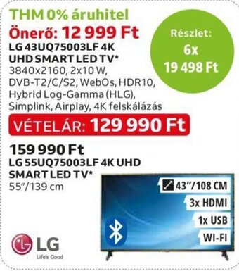 Auchan LG 43UQ75003LF 4K UHD SMART LED TV 1 db ajánlat