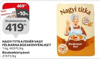 Auchan NAGYI TITKA FEHÉR VAGY FÉLBARNA BÚZAKENYÉRLISZT 1 kg ajánlat