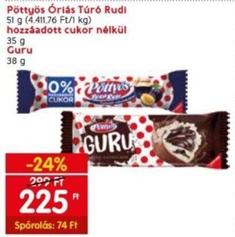 Spar Pöttyös Óriás Túró Rudi stb. 51 - 35 g ajánlat
