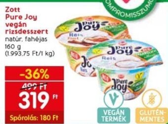 Spar Zott Pure Joy vegán rizsdesszert 160 g ajánlat