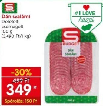 Spar Dán szalámi 100 g ajánlat