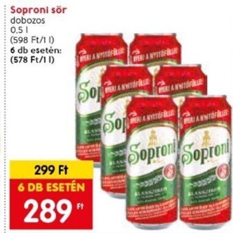 Spar Soproni sör 0,5 l ajánlat