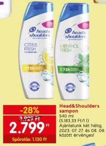 Spar Head&Shoulders sampon 540 ml ajánlat