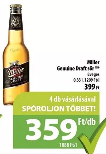 Coop Miller Genuine Draft sör 0,33 l ajánlat