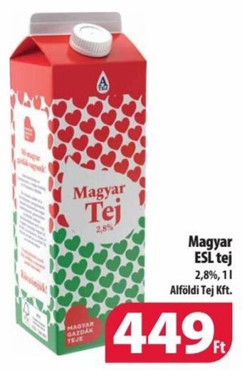 Coop Magyar ESL tej 1 l ajánlat