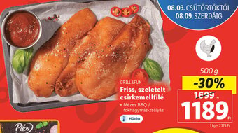 Lidl GRILL&FUN Friss, szeletelt csirkemellfilé 500 g ajánlat