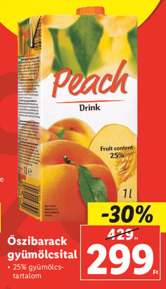 Lidl Őszibarack gyümölcsital 1 l ajánlat