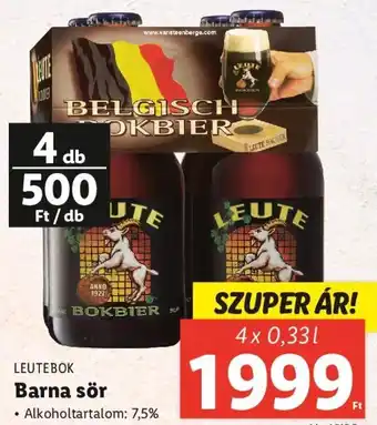 Lidl LEUTEBOK Barna sör 4 x 0,33 l ajánlat